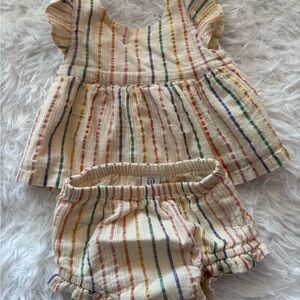 Baby Gap Striped Cream Baby Dress and Bloomers Set